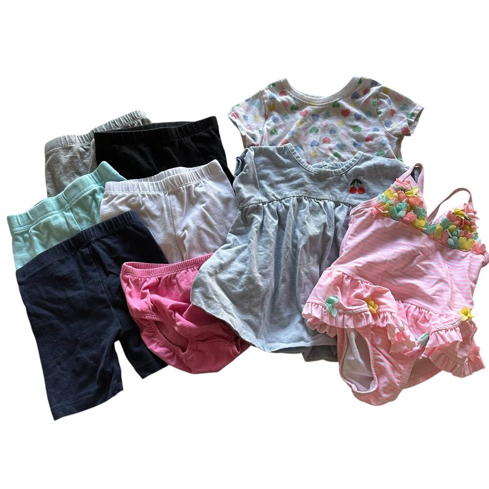 Baby Girl Clothes Bundle Size 12-18 Months Shorts Bloomers Shirts Bathing Suit